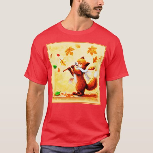 Het schilderen van een vrolijk zingend rood vos. B T-shirt (Voorkant)