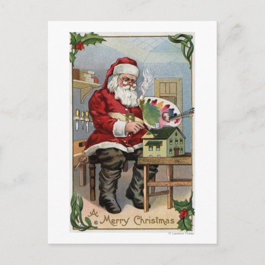 Het Schilderen van GreetingSanta van Kerstmis Feestdagenkaart (Voorkant)