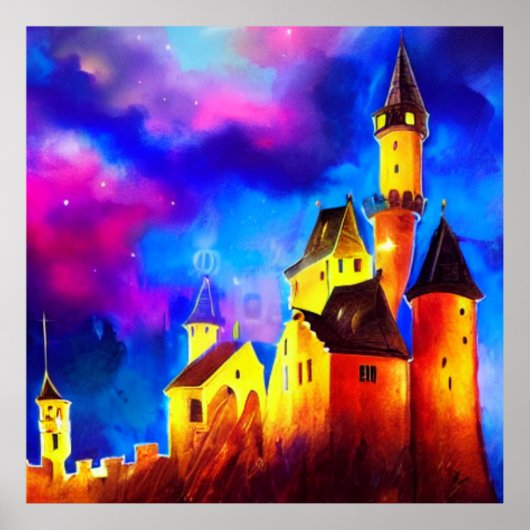 Het schilderen van het kasteel van Dream in het Po Poster (Voorkant)