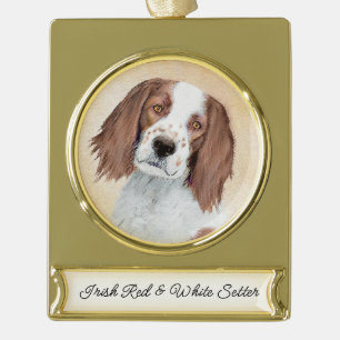 Het schilderen van Ierse rode en witte zetters - O Verguld Banner Ornament