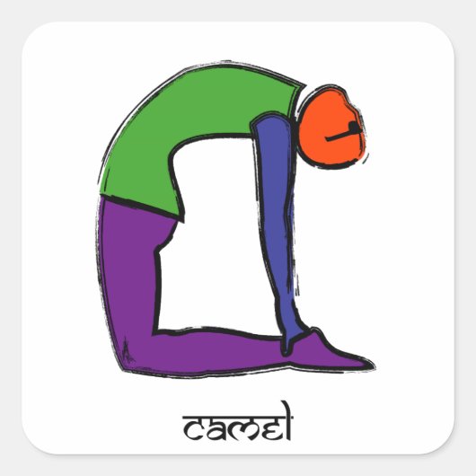 Het schilderen van kamelyoga-pose met Sanskriettek Vierkante Sticker (Voorkant)