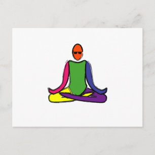 Het schilderen van lotus yoga stelt. briefkaart