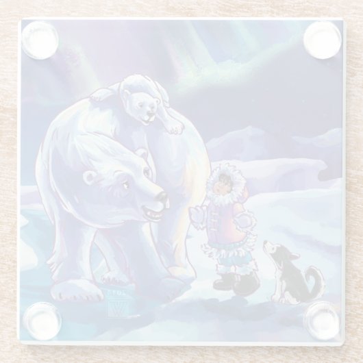 Het schilderen van Polaire Pals Glazen Onderzetter (Achterkant)