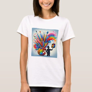 Het schilderen van regenboog kleurrijk shirt