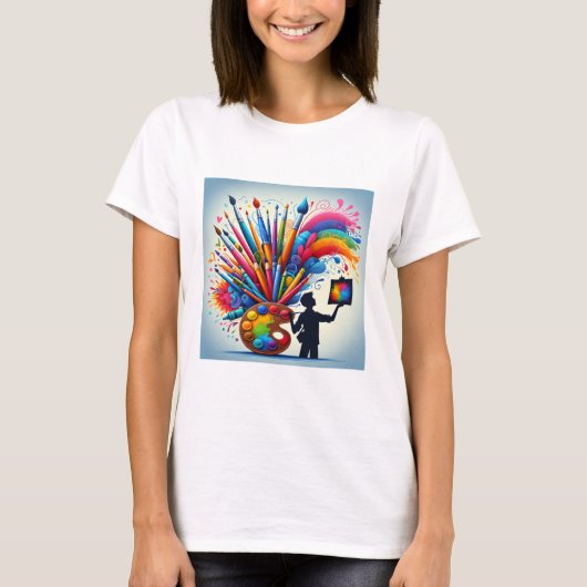 Het schilderen van regenboog kleurrijk shirt (Voorkant)