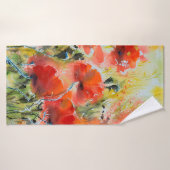 Het schilderen van rode papaverbloemen met waterkl badhanddoek (Badhanddoek)