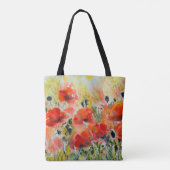 Het schilderen van rode papaverbloemen met waterkl tote bag (Achterkant)