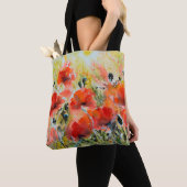 Het schilderen van rode papaverbloemen met waterkl tote bag (Dichtbij)