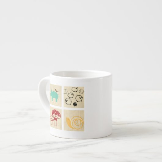 Het schilderen van vier kinderblokken espresso kop (Links)