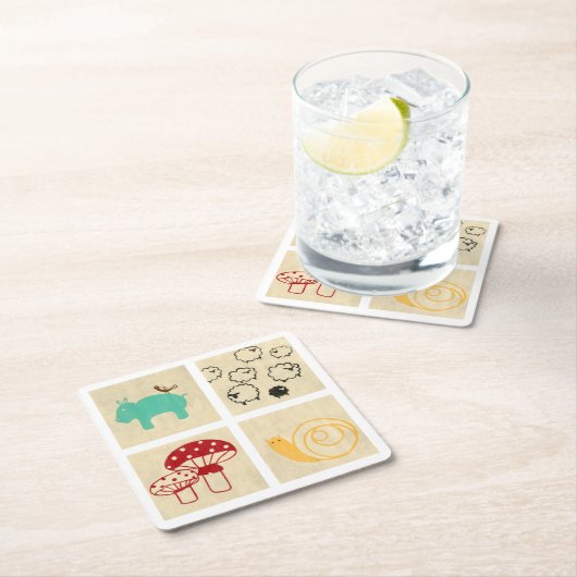 Het schilderen van vier kinderblokken kartonnen onderzetters (Insitu)