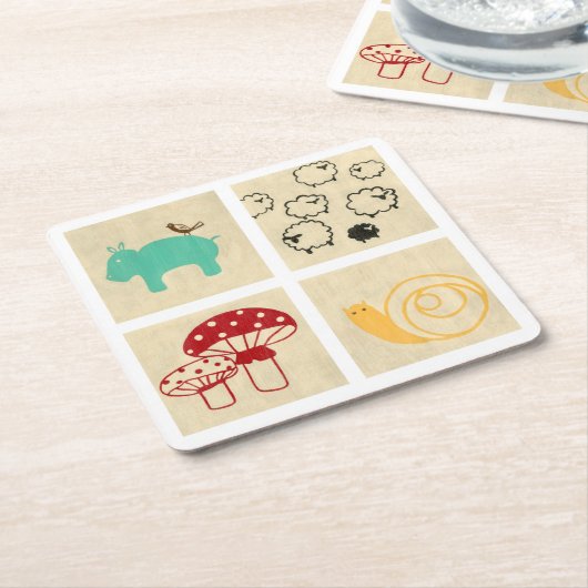 Het schilderen van vier kinderblokken kartonnen onderzetters (Schuin)