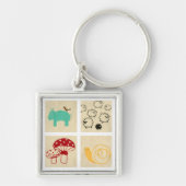 Het schilderen van vier kinderblokken sleutelhanger (Voorkant)
