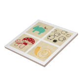 Het schilderen van vier kinderblokken tegeltje (Zijkant)