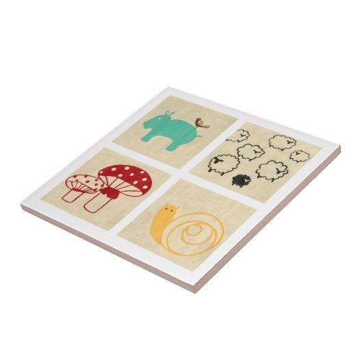 Het schilderen van vier kinderblokken tegeltje (Zijkant)