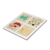 Het schilderen van vier kinderblokken tegeltje (Zijkant)