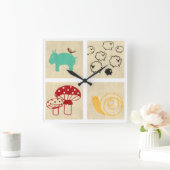 Het schilderen van vier kinderblokken vierkante klok (Huis)