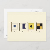 Het schilderen van Vier Vlaggen met Sail die onder Briefkaart (Voorkant / Achterkant)