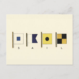 Het schilderen van Vier Vlaggen met Sail die onder Briefkaart