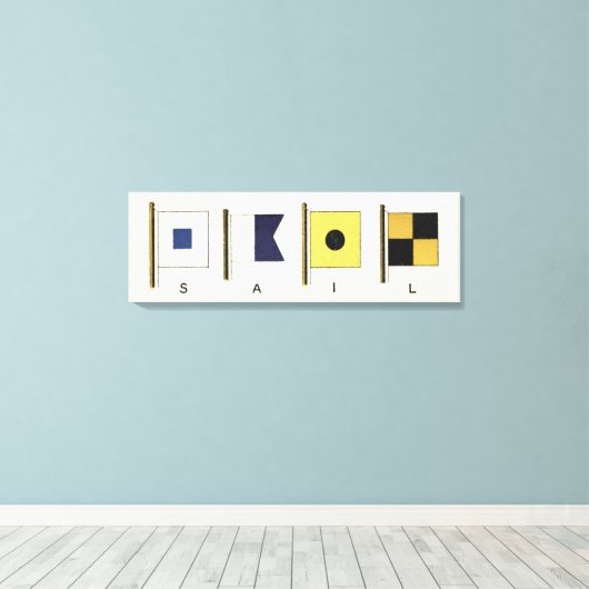 Het schilderen van Vier Vlaggen met Sail die onder Canvas Afdruk (Insitu (Houten vloer))