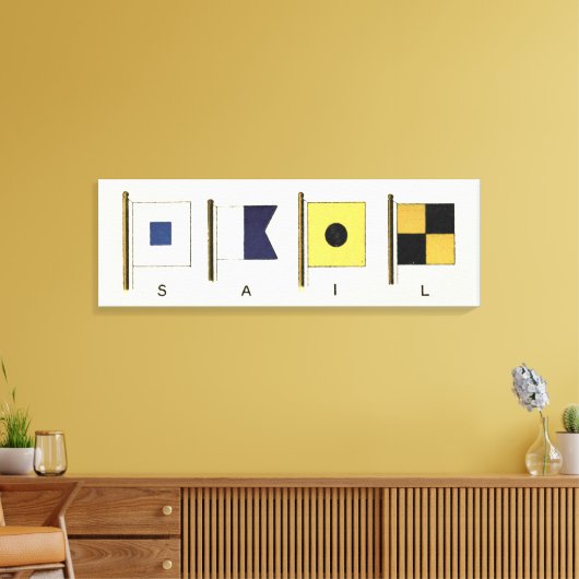 Het schilderen van Vier Vlaggen met Sail die onder Canvas Afdruk (Insitu (Woonkamer))