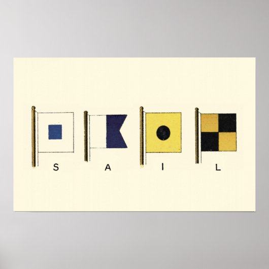 Het schilderen van Vier Vlaggen met Sail die onder Poster (Voorkant)