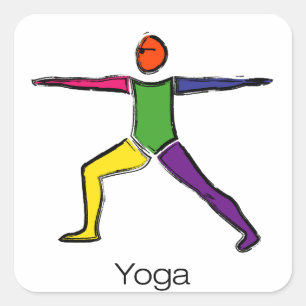 Het schilderen van Warrior 2 yoga stelt met yoga t Vierkante Sticker