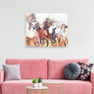 Het schilderen van wilde paarden canvas afdruk
