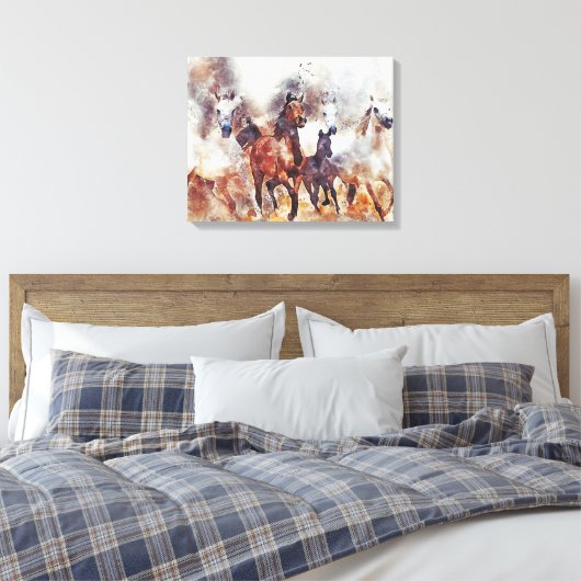 Het schilderen van wilde paarden canvas afdruk (Insitu (Slaapkamer))