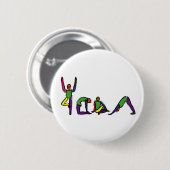 Het schilderen van yoga stelt spelling YOGA voor. Ronde Button 5,7 Cm (Voorkant /achterkant)