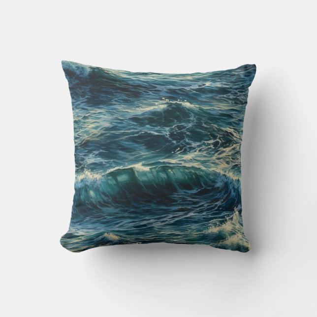 Het schilderen Zee stroomt het schilderen Kussen (Voorkant)