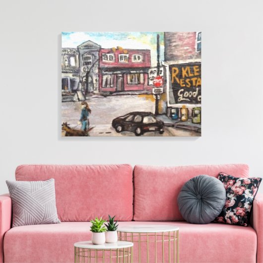Het schilderij "Downtown Willoughby Dog Walk" Canvas Afdruk (Insitu (Woonkamer))