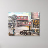 Het schilderij "Downtown Willoughby Dog Walk" Canvas Afdruk (Voorkant)