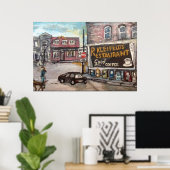 Het schilderij "Downtown Willoughby Dog Walk" Poster (Thuiskantoor)