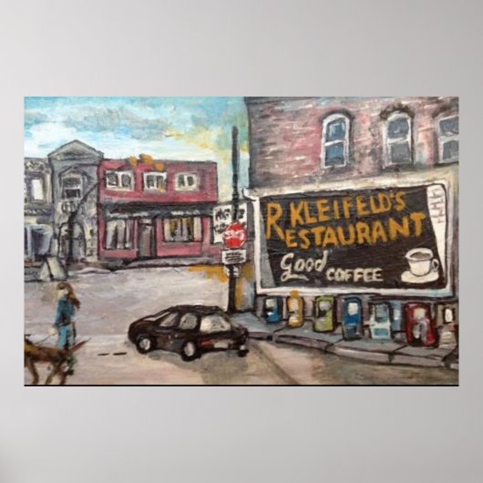 Het schilderij "Downtown Willoughby Dog Walk" Poster (Voorkant)