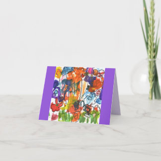 Het schilderij 'hete luchtballon boven bloemen' bedankkaart