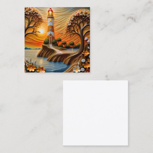 Het schilderij is gemaakt van gesneden hout en is vierkante visitekaartje (Voorkant / Achterkant)