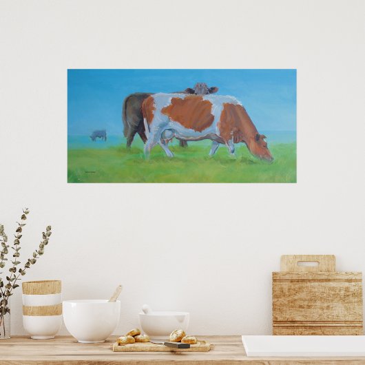 Het schilderij 'Isiah'-Koe Poster (Keuken)