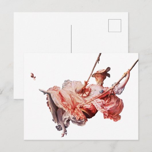 Het schilderij Swing van Jean-Honoré Fragonard Briefkaart (Voorkant / Achterkant)