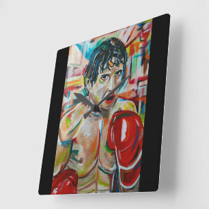 Het schilderij 'The Boxer' door Alfred Fox Vierkante Klok