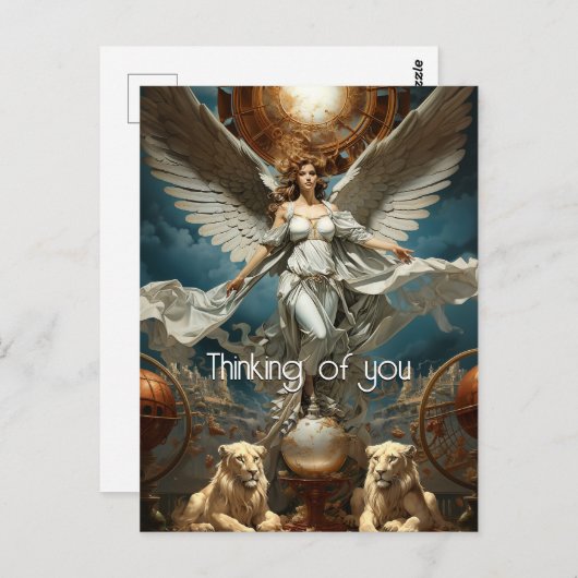 Het schilderij van de beschermengel briefkaart (Voorkant / Achterkant)