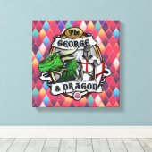 Het schilderij van George en Dragon Wrapped Canvas Afdruk (Insitu (Houten vloer))