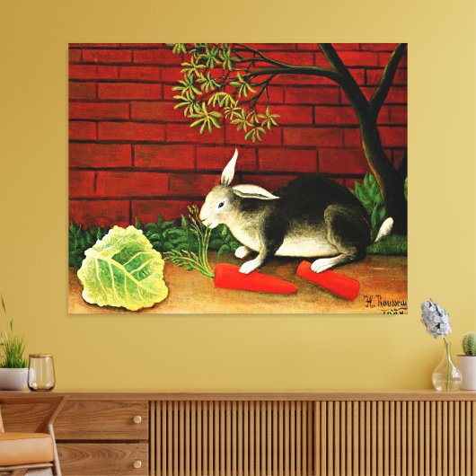 Het schilderij van Henri Rousseau, Konijn, Canvas Afdruk (Insitu (Woonkamer))