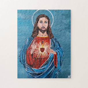 Het schilderij van het Heilig Hart door Alfred Fox Legpuzzel