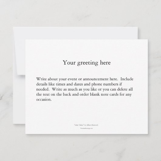 Het schilderij van het meer van Tahoe Nevada-kunst Aankondiging (Achterkant)