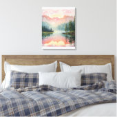 Het schilderij van Sunrise Over the Mountains. Canvas Afdruk (Insitu (Slaapkamer))
