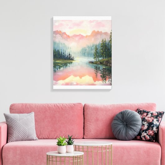 Het schilderij van Sunrise Over the Mountains. Canvas Afdruk (Insitu (Woonkamer))