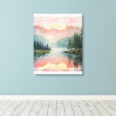 Het schilderij van Sunrise Over the Mountains. Canvas Afdruk (Insitu (Houten vloer))