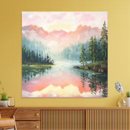 Het schilderij van Sunrise Over the Mountains. Canvas Afdruk