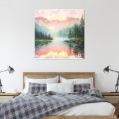 Het schilderij van Sunrise Over the Mountains. Canvas Afdruk (Insitu (Slaapkamer))