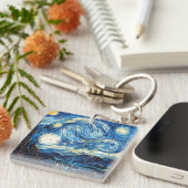 Het schilderij van Vincent van Gogh, De sterrennac Sleutelhanger (Voorkant Rechts)